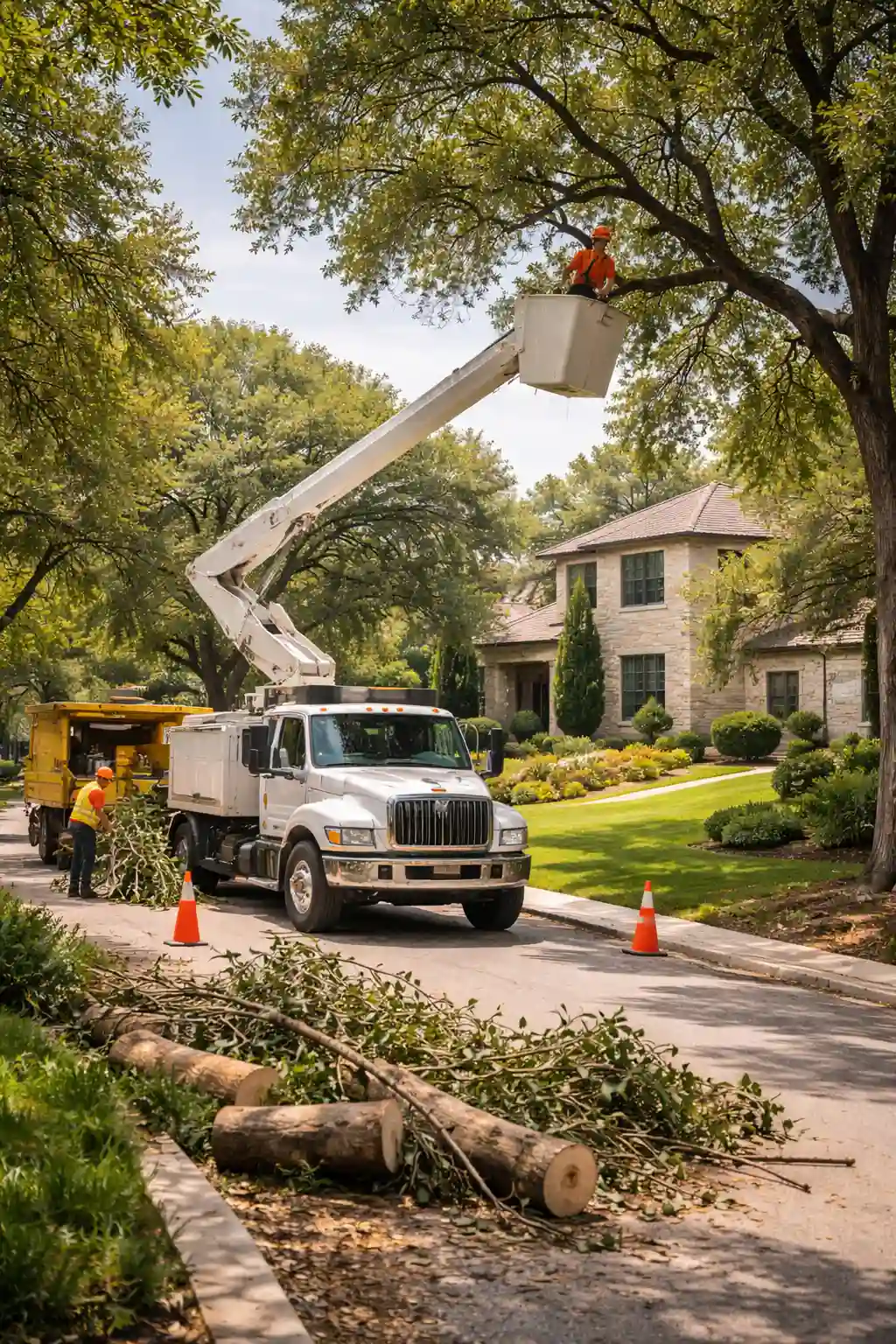 Bucket truck tree removal service operating in Rollingwood, TX