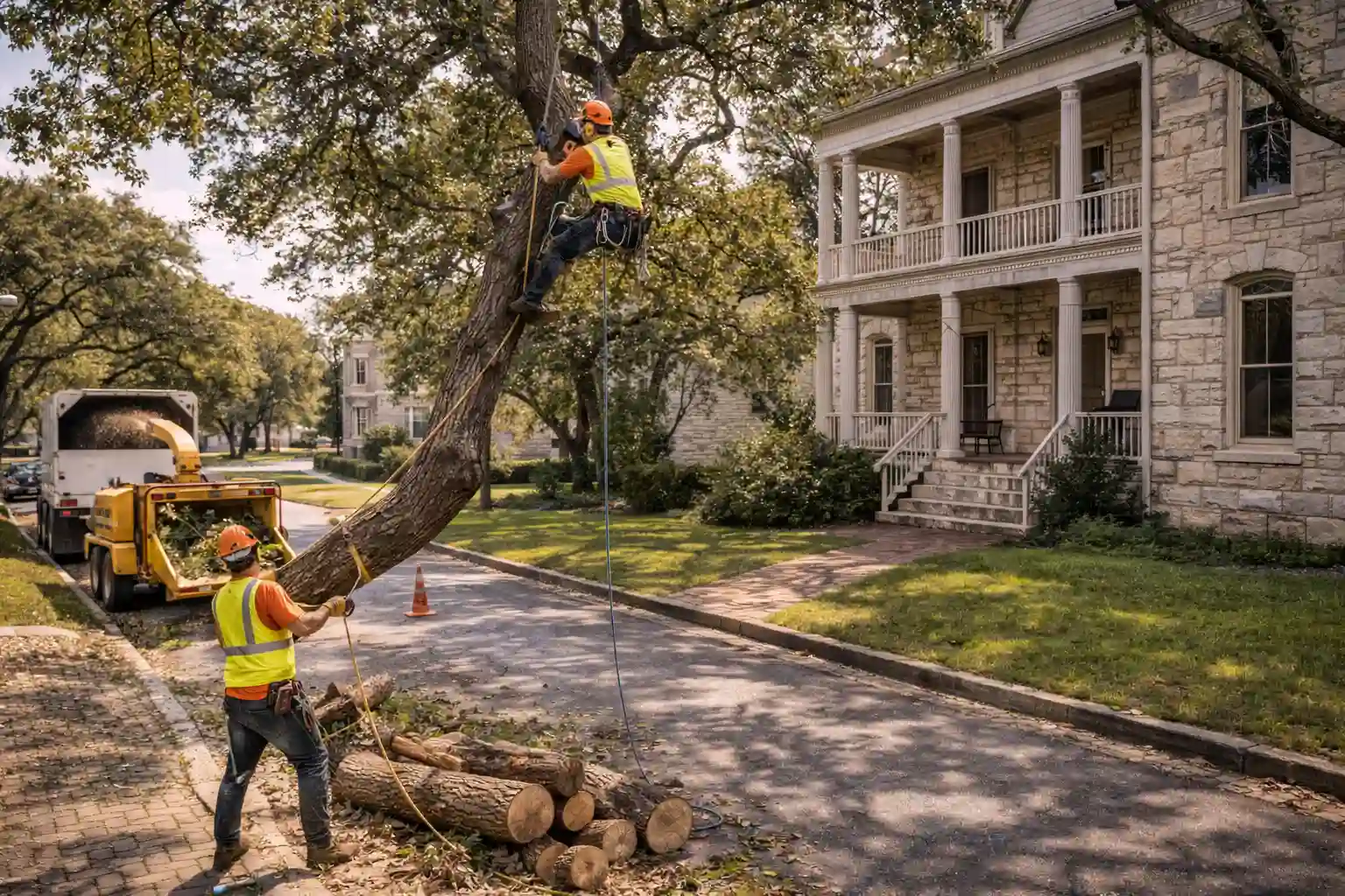 Tree removal service near historic homes in Georgetown, Texas
