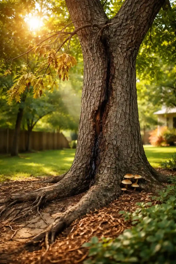 Aged oak in afternoon light