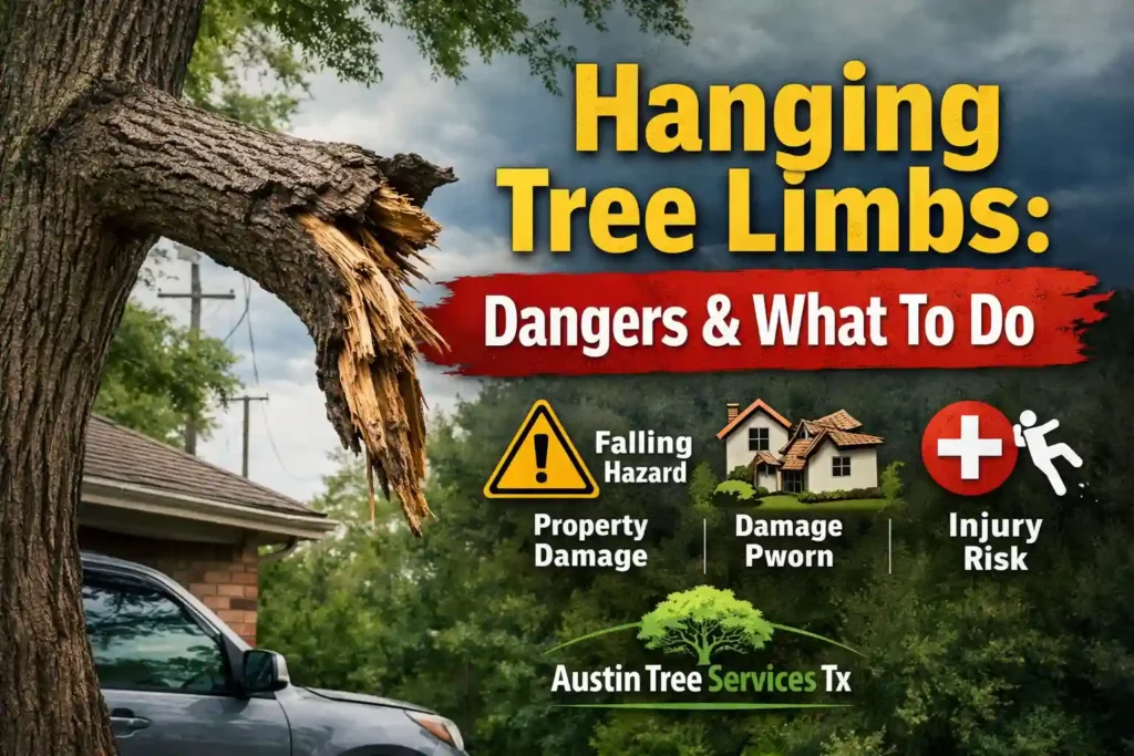 Dangerous tree limb hazard warning